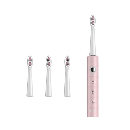 USB Rechargeable Electric Toothbrush for Adults - Soft Bristles, Waterproof, Sonic Technology (Pink) | Perfect for Travel, Home & Sensitive Teeth Care