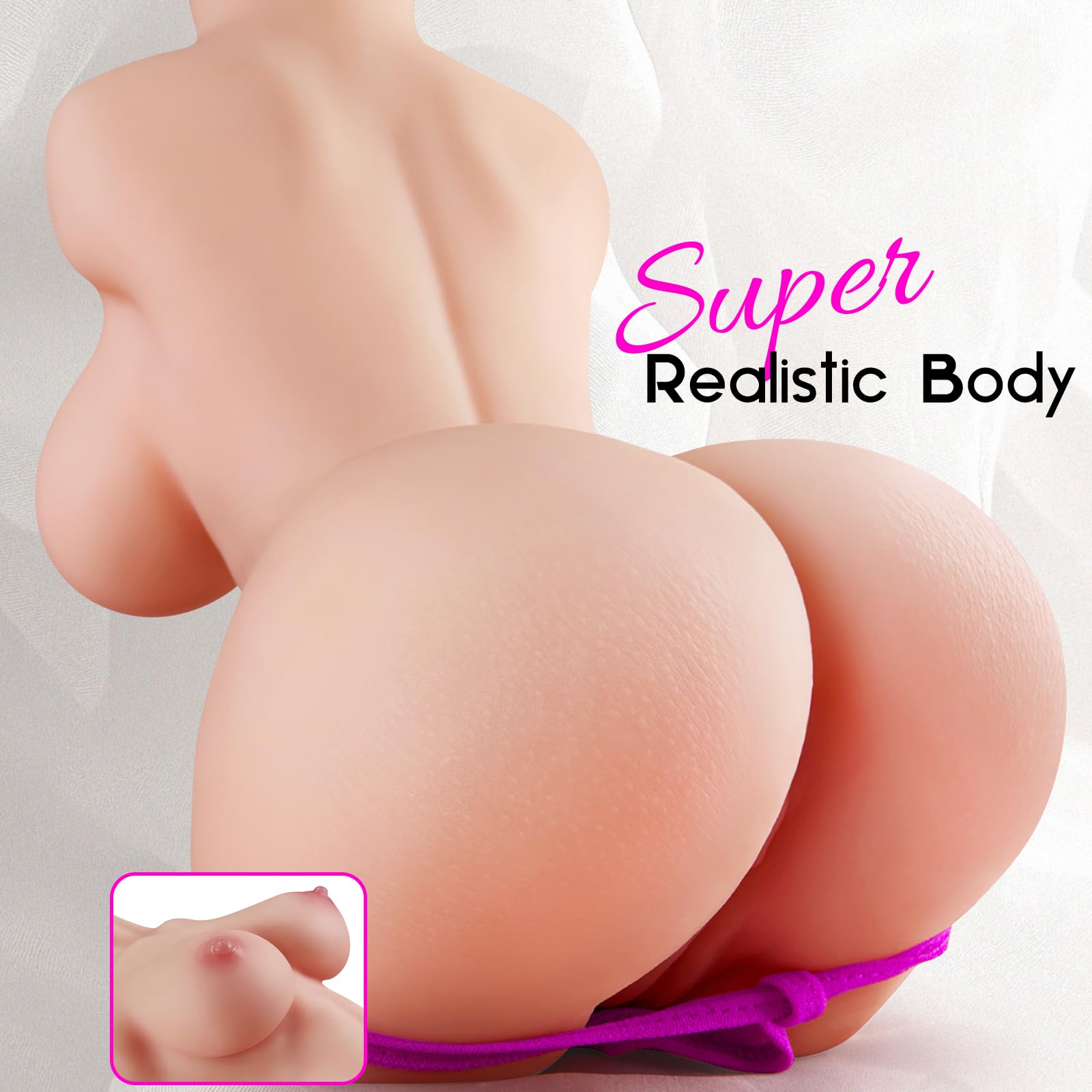 Realistic Silicone Female Torso Sex Doll - 5.5LB Lifelike Adult Toy with Soft Breasts, Built-in Spine & 3-in-1 Design (Vagina & Tight Anus) - Perfect for Discreet Storage & Solo Pleasure