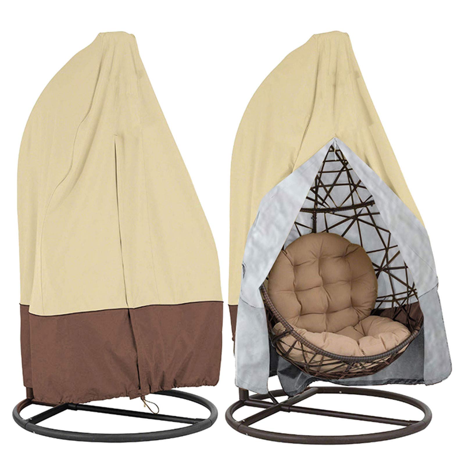 XUnion 7#UI Waterproof Patio Hanging Egg Chair Covers - Outdoor Swing Chair Covers for Garden, Balcony & Backyard Furniture Protection (Set of 2) - Weatherproof & UV Resistant for All Seasons Use