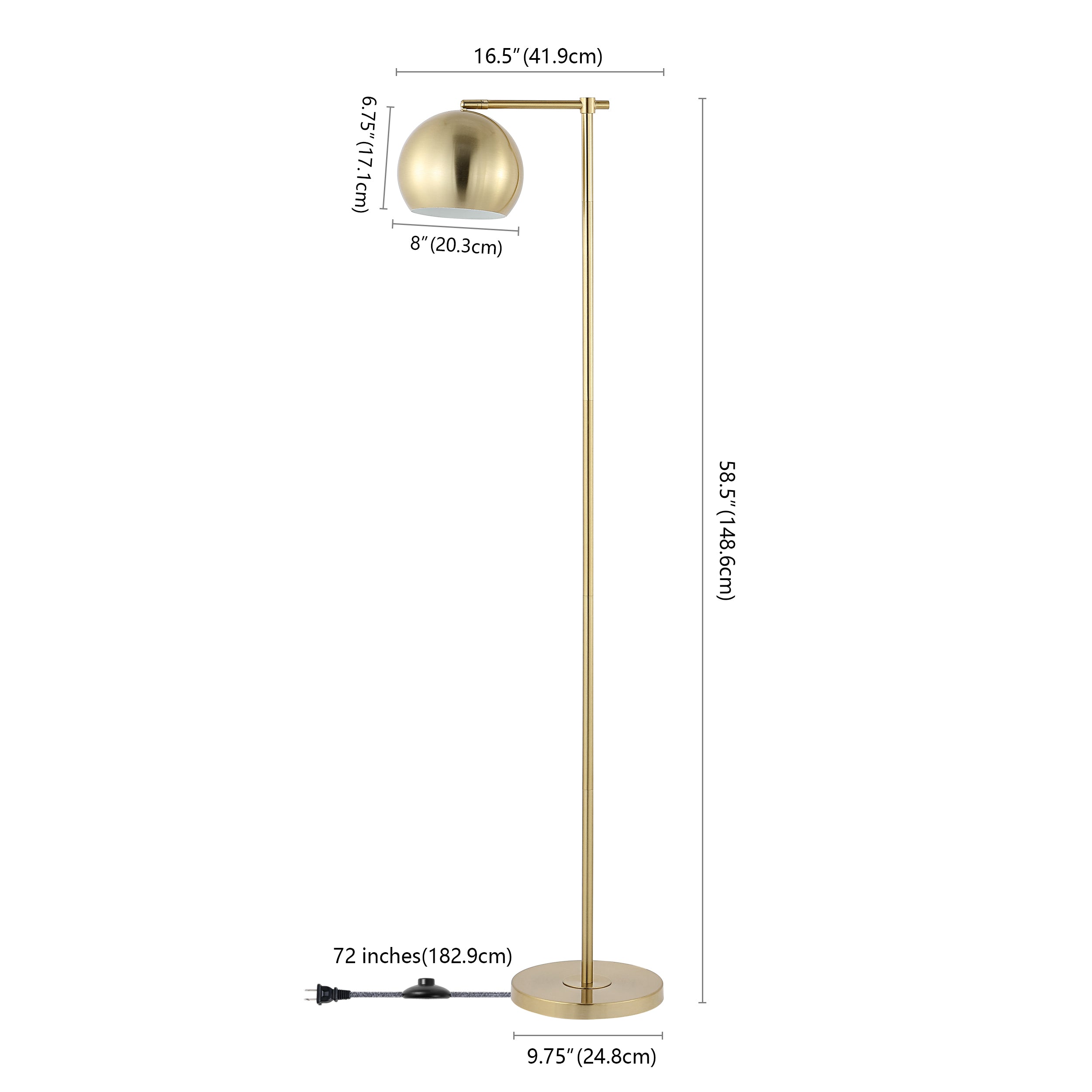 Modern Contemporary Iron LED Floor Lamp with Adjustable Height - 58.5
