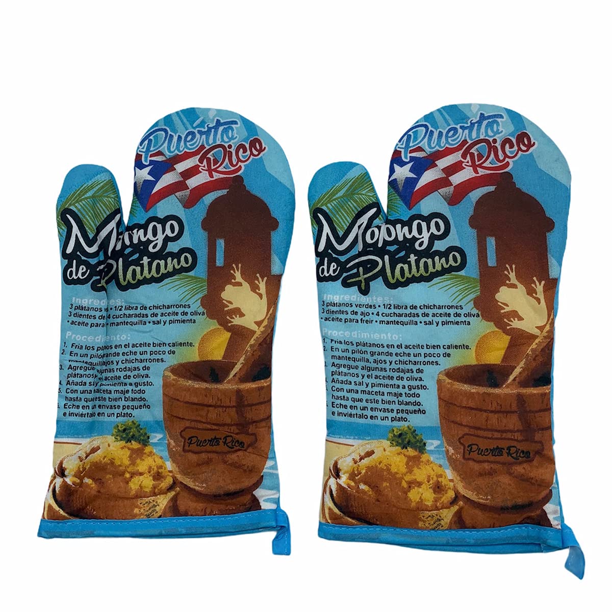 Premium Kitchen Gloves for Cooking - Heat Resistant & Durable Set of 2 - Perfect for Puerto Rican Mofongo & Plantain Recipes - Ideal for Baking, Frying & Food Prep