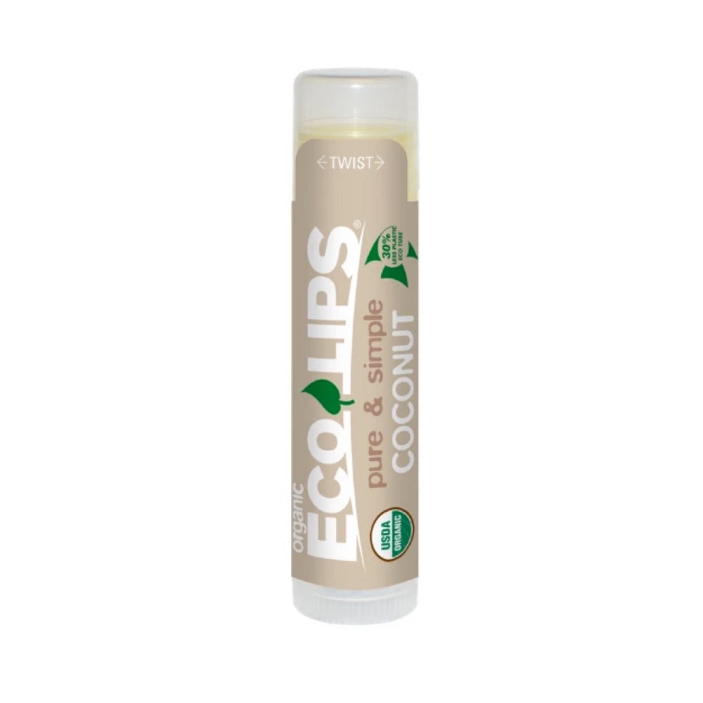 ECO LIPS Lip Balm Pure & Simple Coconut - 4.25g Organic Moisturizing Lip Care for Dry Lips | Perfect for Daily Use, Outdoor Activities & Winter Protection
