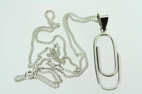 Elegant Paperclip Pendant Necklace with 55cm Link Chain - Perfect for Everyday Wear & Gift Giving