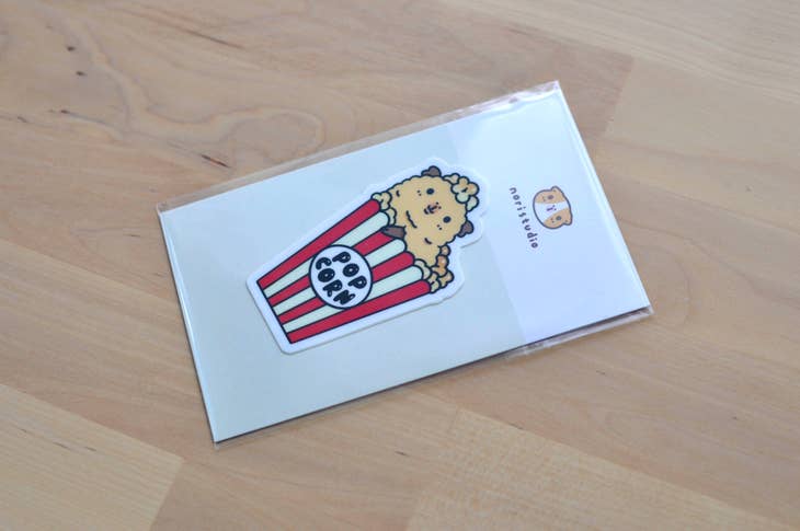 Alpaca Guinea Pig with Popcorn Vinyl Sticker - Cute Animal Decal for Laptops, Water Bottles & Notebooks - Perfect for Pet Lovers & Kawaii Fans