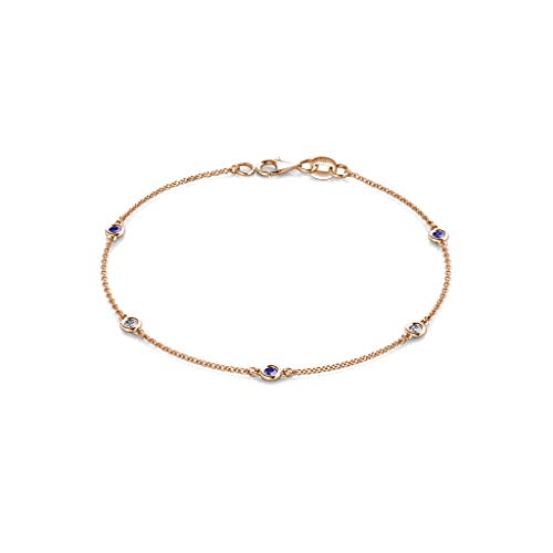 14K Gold Tanzanite & Natural Diamond Petite Bracelet - 0.25 ctw, Elegant 5-Station Design for Women | Perfect for Weddings, Anniversaries & Special Occasions