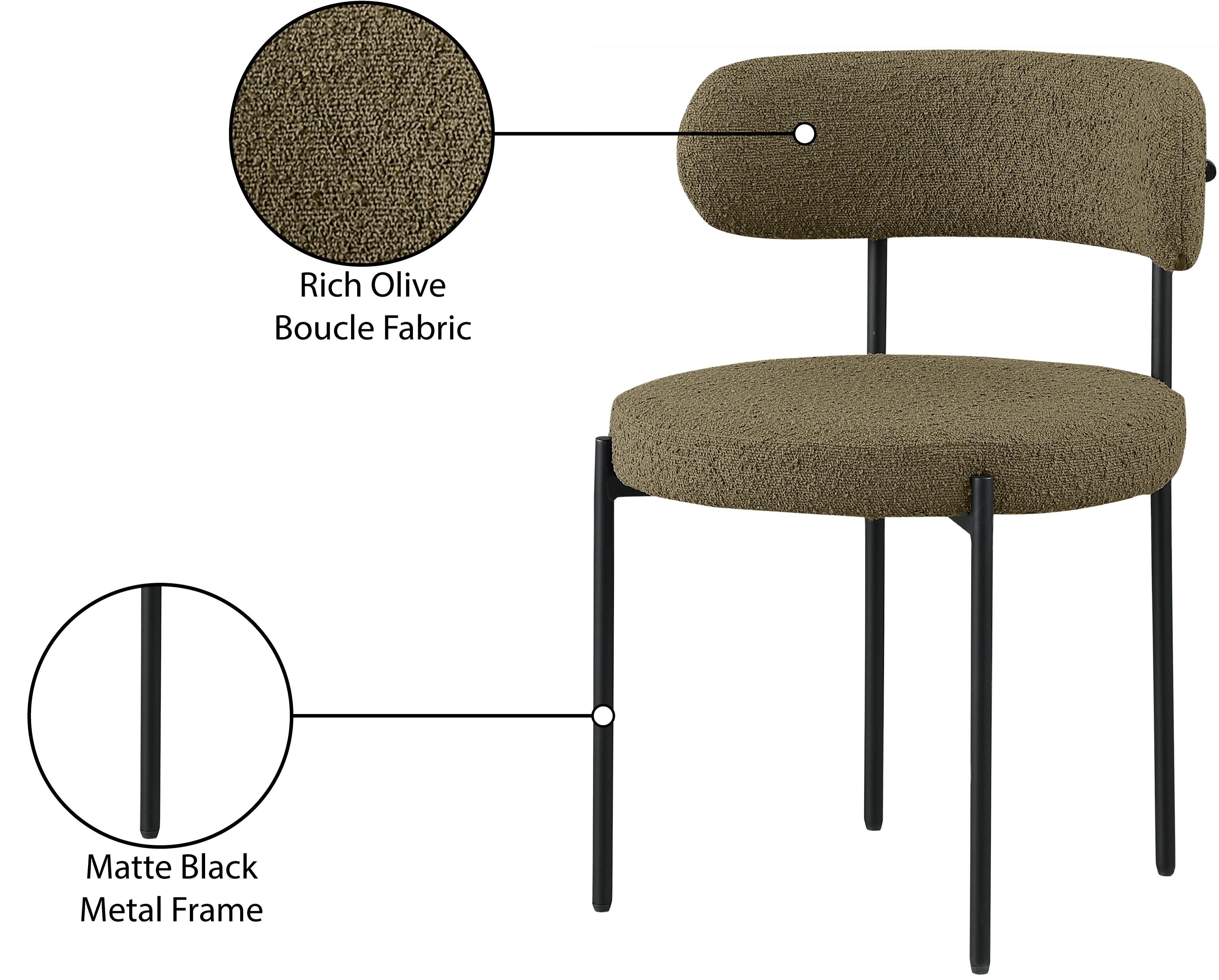 Luxury Boucle Fabric Dining Chair - Modern Upholstered Accent Chair for Dining Room, Living Room & Office - Soft & Comfortable Seat with Sturdy Metal Legs