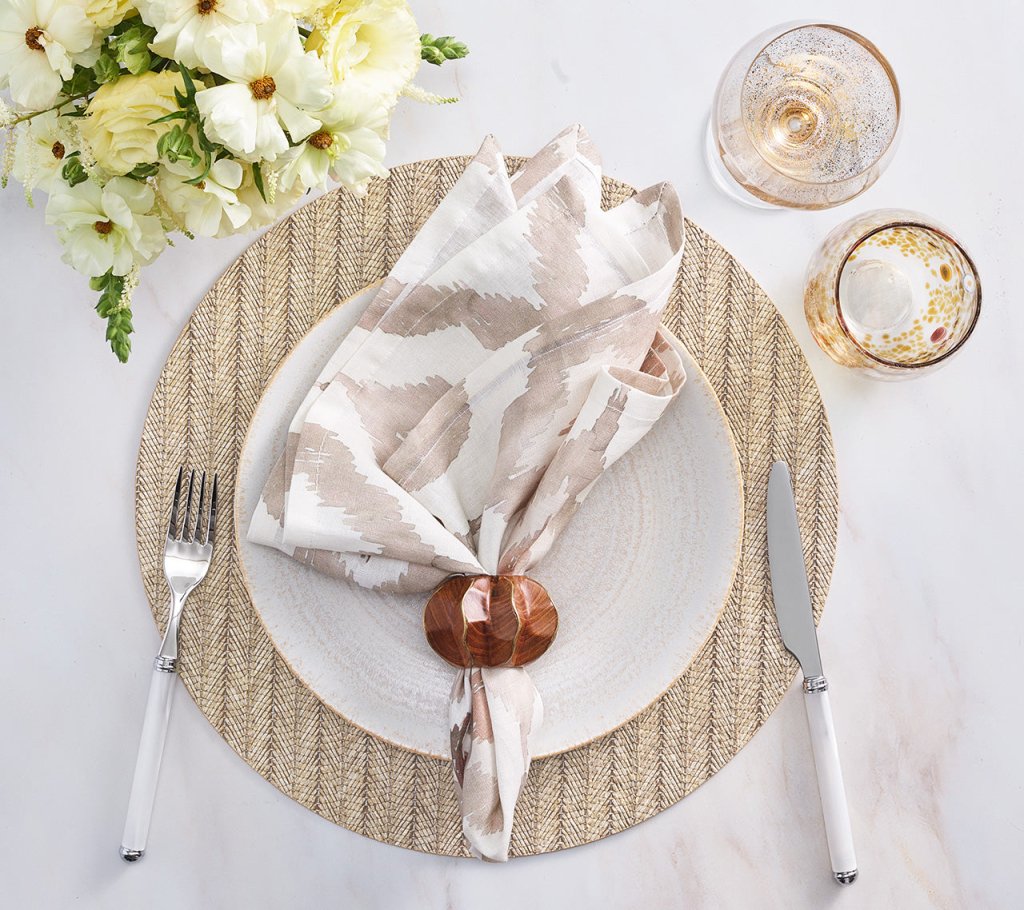 Premium Herringbone Pattern Placemats Set of 4 - Waterproof & Heat Resistant Table Mats for Dining, Kitchen, and Holiday Decor