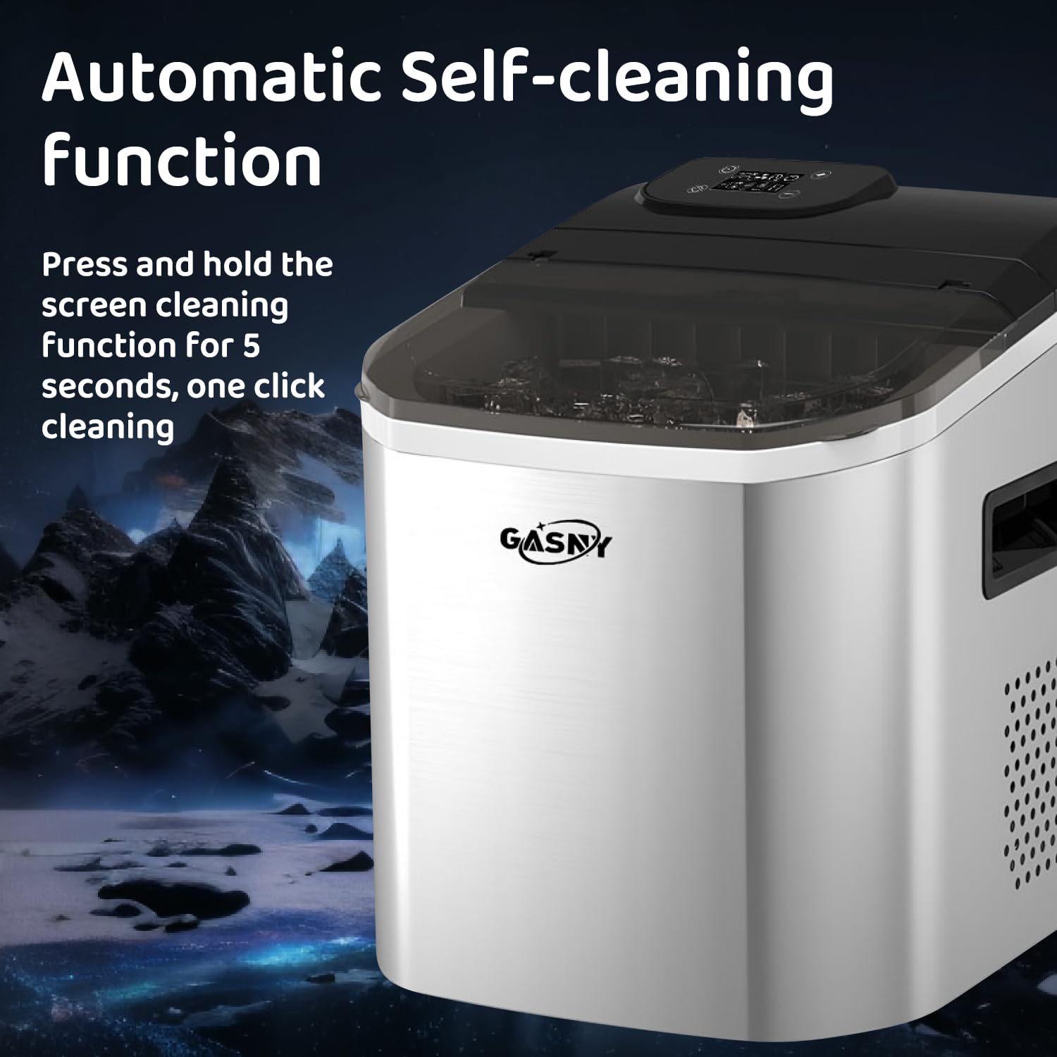 44lbs/24Hrs Countertop Ice Maker Machine - Fast 15-Min Ice Production (24 Cubes) with Adjustable Thickness & Dual Mode - Stainless Steel Self-Cleaning Ice Maker with 3 Water Inlet Methods (Silver) - Perfect for Home Bars, Offices, and Outdoor Parties