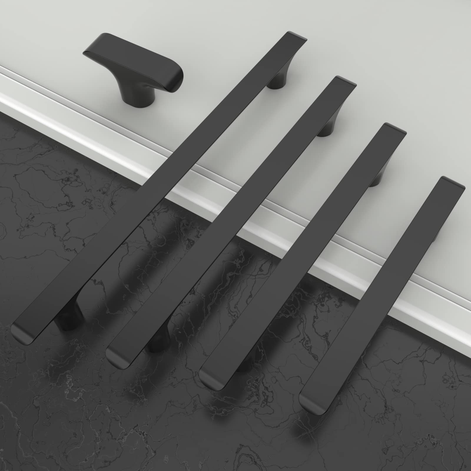 Amerdeco 10 Pack Matte Black Cabinet Pulls 5 Inch (128mm) Hole Centers - Modern Kitchen Cabinet Handles & Drawer Pulls for Cabinets, Cupboards, Dressers & Furniture (ZH0028) - Perfect for Home Renovation & DIY Projects