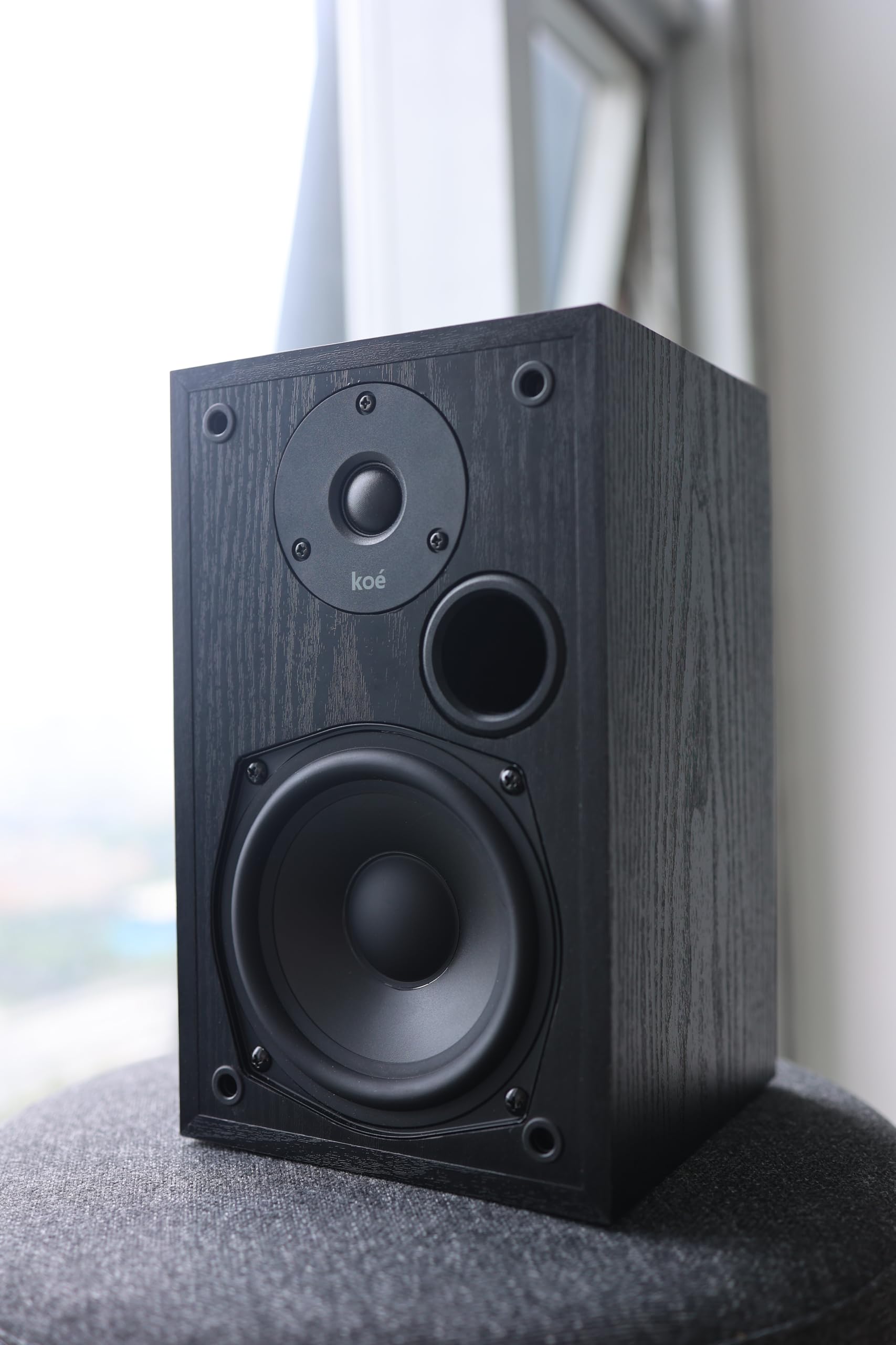 Koe’ B102 100 Watt Passive Bookshelf Speakers (Pair) - Hi-Res Audio, HiFi Sound, Wall-Mountable Home Theater Satellite Speakers - Perfect for Living Room, Bedroom & Home Theater Setup - Includes SPL/Frequency Graph - Black