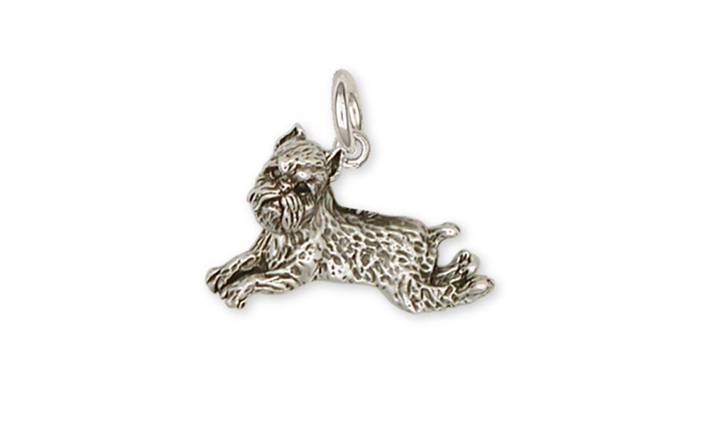 Handmade Sterling Silver Brussels Griffon Dog Charm Jewelry - Perfect for Pet Lovers & Dog-Themed Gifts (GF6-C)