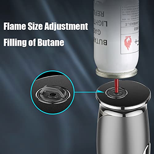 Triple Jet Flame Butane Torch Lighter - Windproof Refillable Gas Torch with Cigar Punch & Safety Lock for BBQ, Baking, Creme Brulee, Soldering, DIY Projects | Perfect for Culinary Use, Outdoor Cooking, and Crafting (No Gas Included)