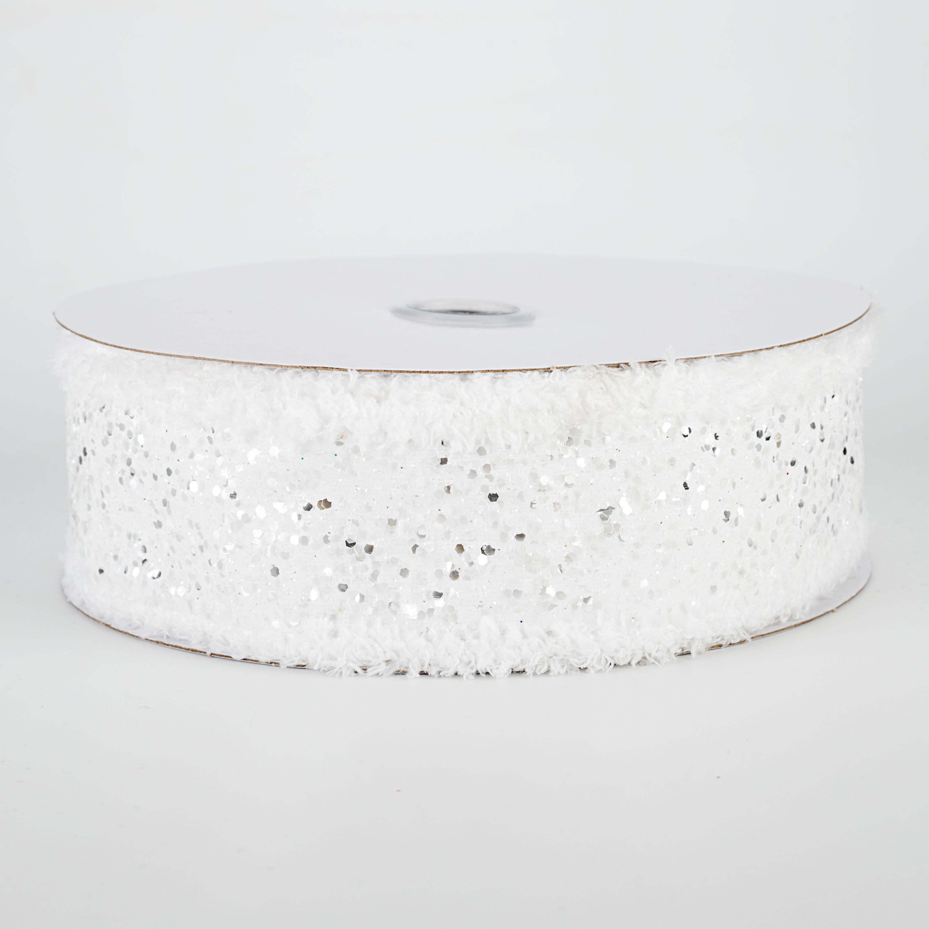 1.5 Inch Large Glitter Snow Edge Ribbon - White Decorative Ribbon (10 Yards) for Christmas Gift Wrapping, Holiday Decorations & DIY Crafts