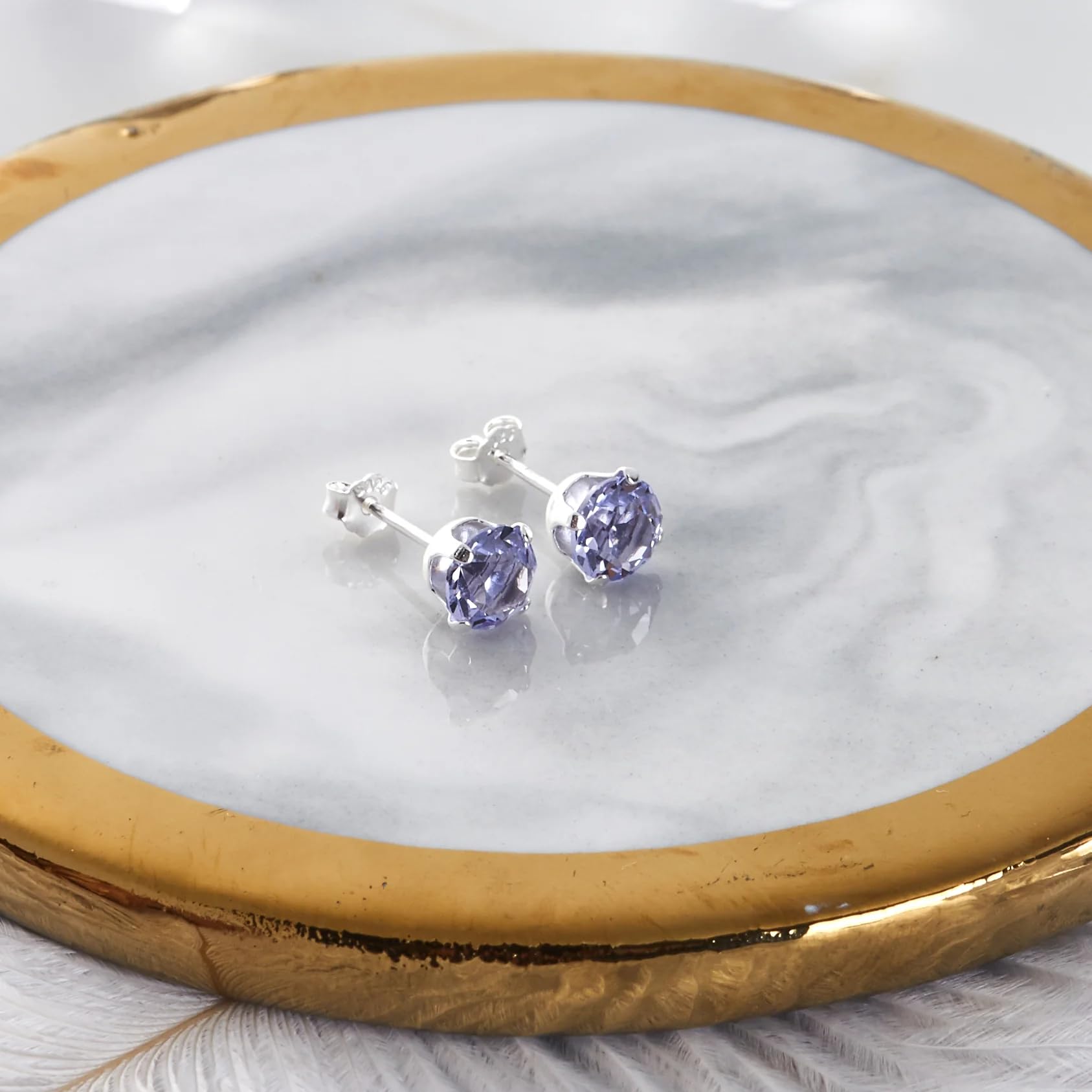 Sterling Silver Lavender Earrings with Zirconia Crystals - Perfect for Weddings & Gifts