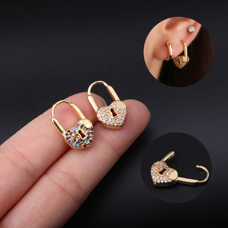 18K Gold Lock Huggies Heart Earrings for Women - Dainty Cartilage Hoop Earrings for Helix, Tragus, Lobe Piercing - Perfect Gift for Valentine's Day, Anniversary & Everyday Wear (HSPJ325)