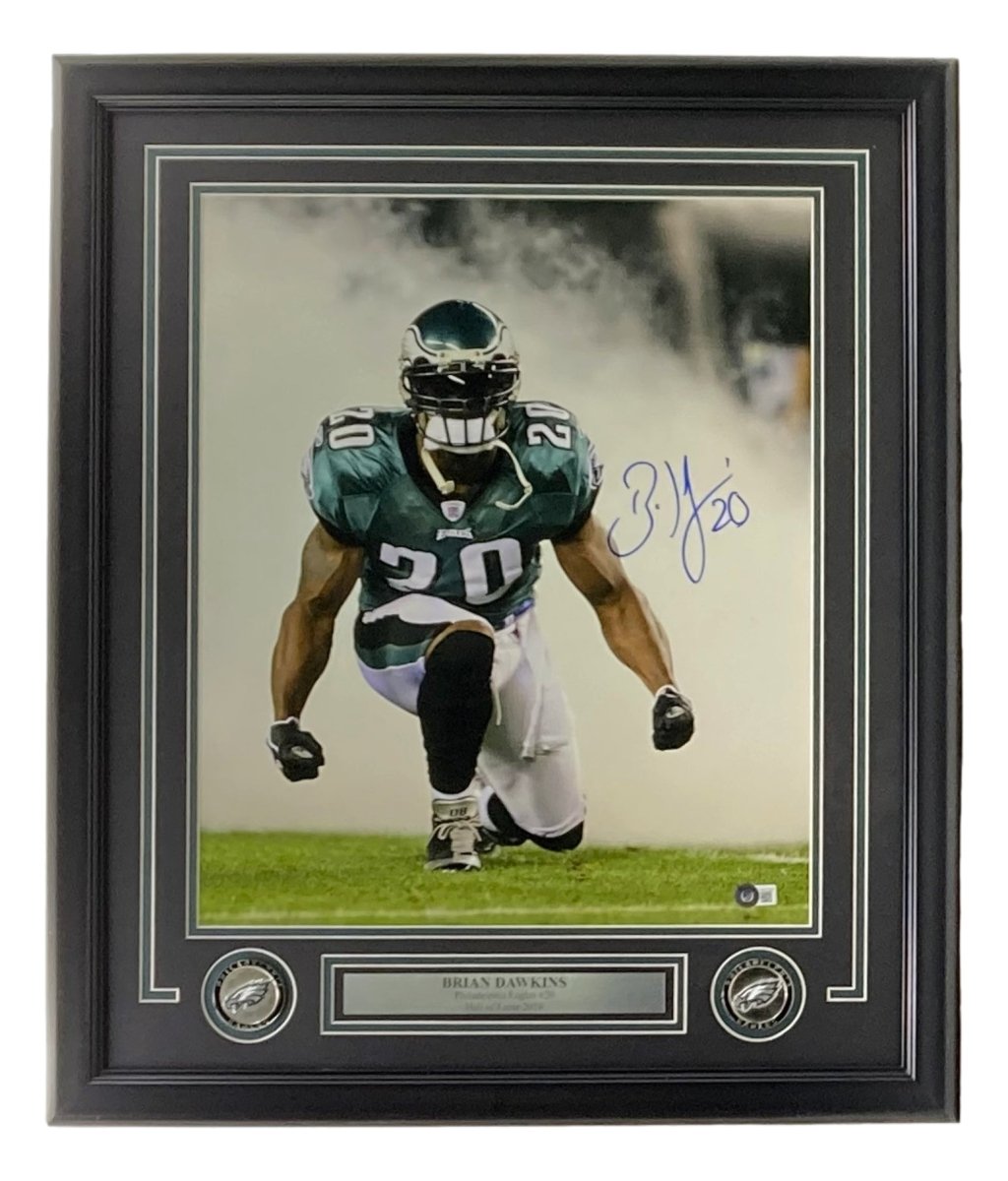 Brian Dawkins Autographed Framed 16x20 Philadelphia Eagles Photo with Smoke Effect - Perfect for Eagles Fans, Sports Memorabilia Collectors & Man Cave Decor
