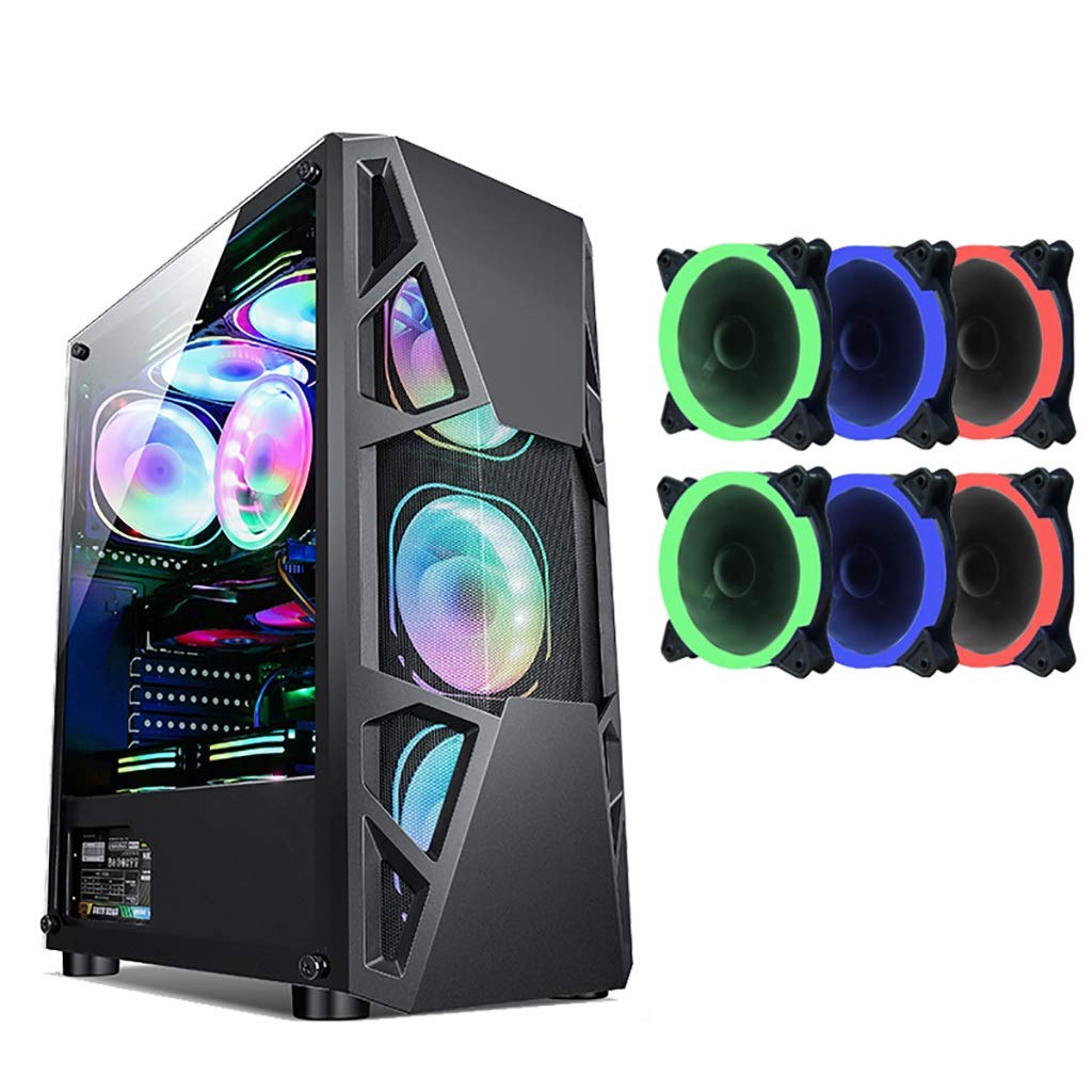 Mid-Tower ATX Gaming PC Case with Acrylic Side Panel, USB 3.0 Ports & RGB Fans - Compatible with M-ATX/ITX Motherboards, Water Cooling Ready - Perfect for Gaming Rigs & Streaming Setups (Blue LED, Supports 6 Fans)