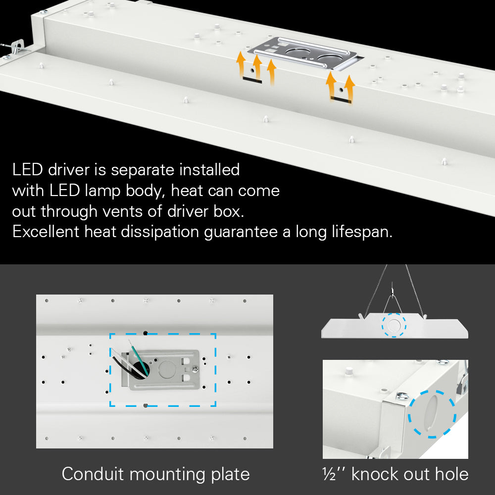 Konlite 90W Linear LED Bay Light - 120-277V, 12600 Lumens, 5000K Daylight White (Replaces 250W) - Perfect for Warehouses, Garages & Industrial Lighting