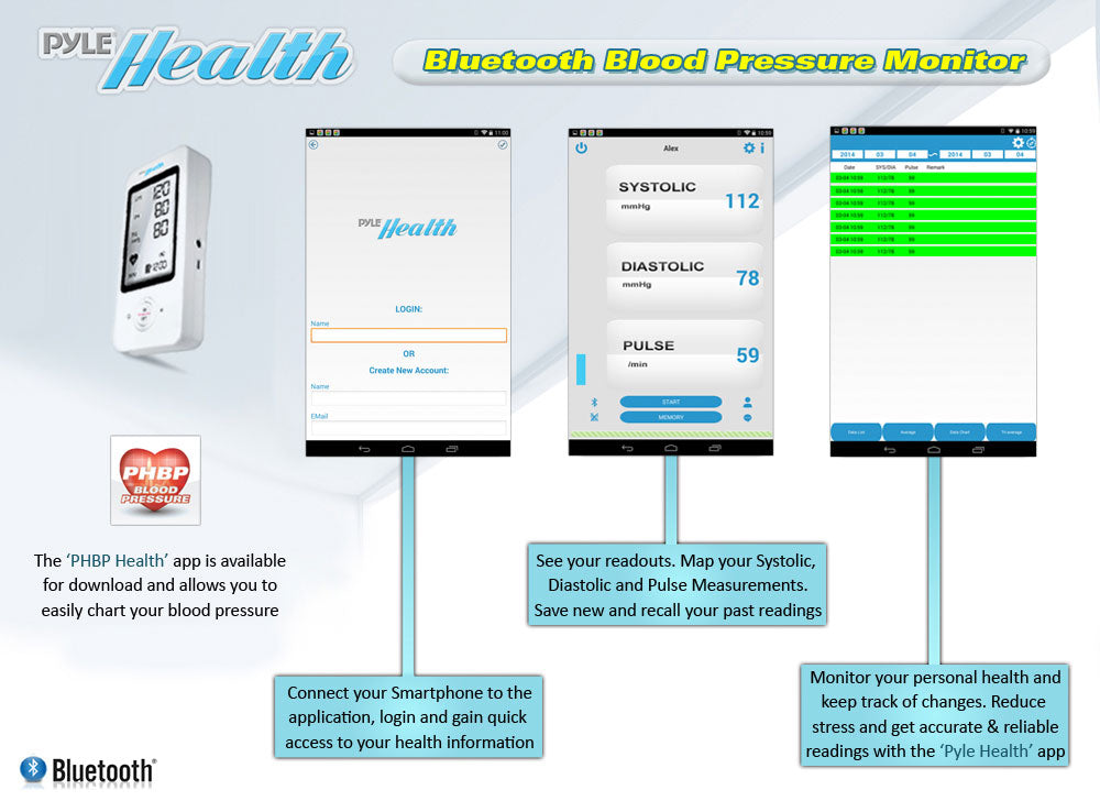 Wireless Bluetooth Blood Pressure Monitor - Accurate Digital BP Cuff for Home Use - Track & Monitor Heart Health on Your Smartphone - Perfect for Seniors & Fitness Enthusiasts