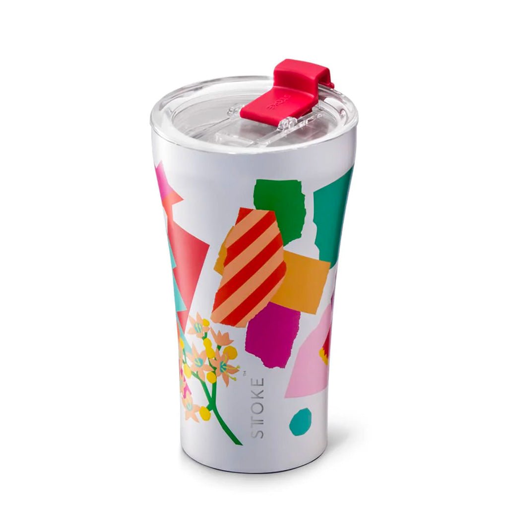 Sttoke 12oz Reusable Tumbler with Lid - Insulated Stainless Steel Travel Mug for Hot & Cold Drinks, Beautiful Summer Floral Design - Perfect for Coffee, Tea, Iced Beverages at Home, Office or Outdoor Adventures
