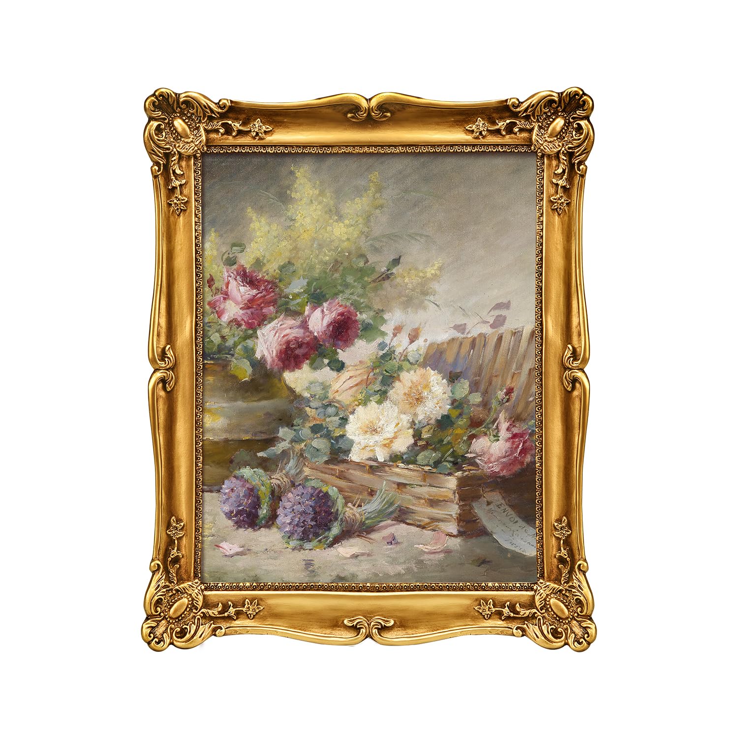 Vintage Gold Antique Picture Frame with Acrylic Glass - Baroque Style Tabletop or Wall Hanging Photo Frame for Home Decor - Perfect for Wedding Photos, Family Portraits & Vintage Art Displays