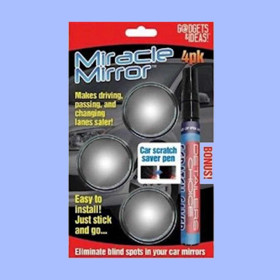 Miracle Mirror 3 Pack with Bonus Scratch Saver Pen - Car Mirror Repair Filler for Scratches & Etches - Restores Perfect Clarity - Ideal for Car Windshields, Headlights & Glass Surfaces