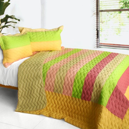 Stairway to Heaven 3-Piece Patchwork Quilt Set - Full & Queen Size Brown Bohemian Style Bedding - Perfect for Master Bedroom, Guest Room & Cozy Home Decor