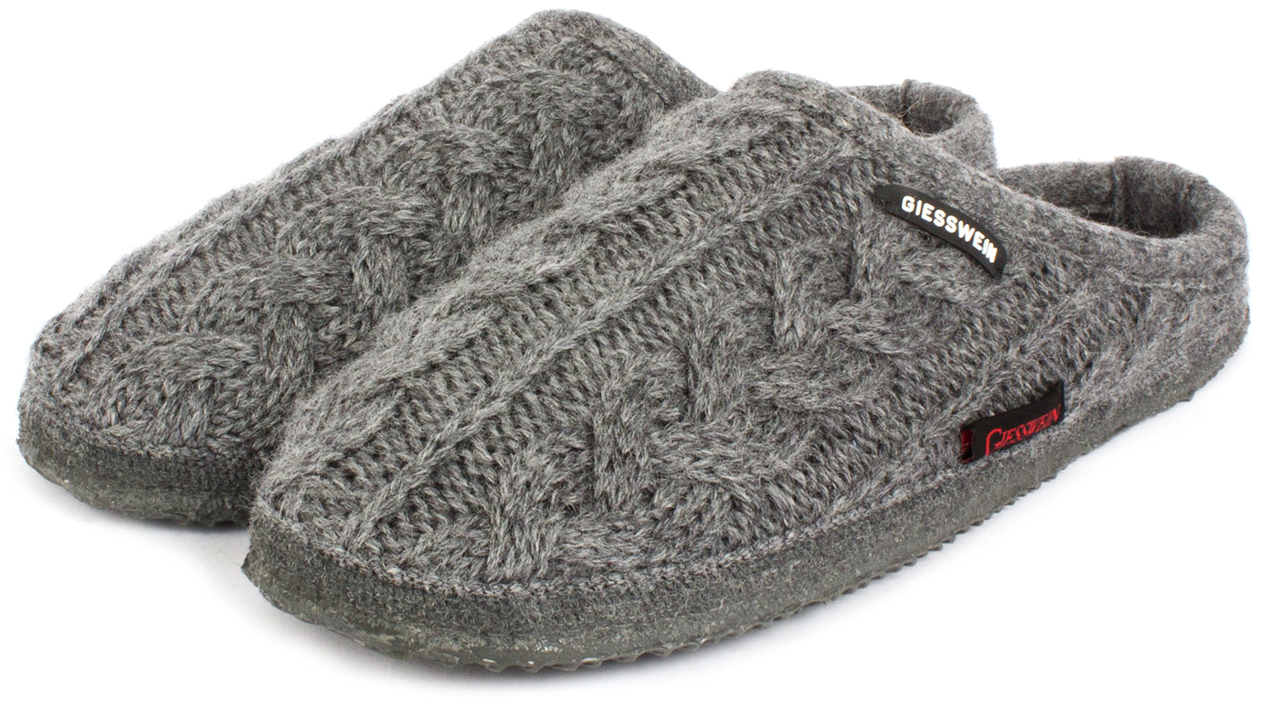 **Giesswein Men's Open Back Slippers - Grey Schiefer 017 - Size 7.5 US - Comfortable House Shoes for Relaxing at Home**