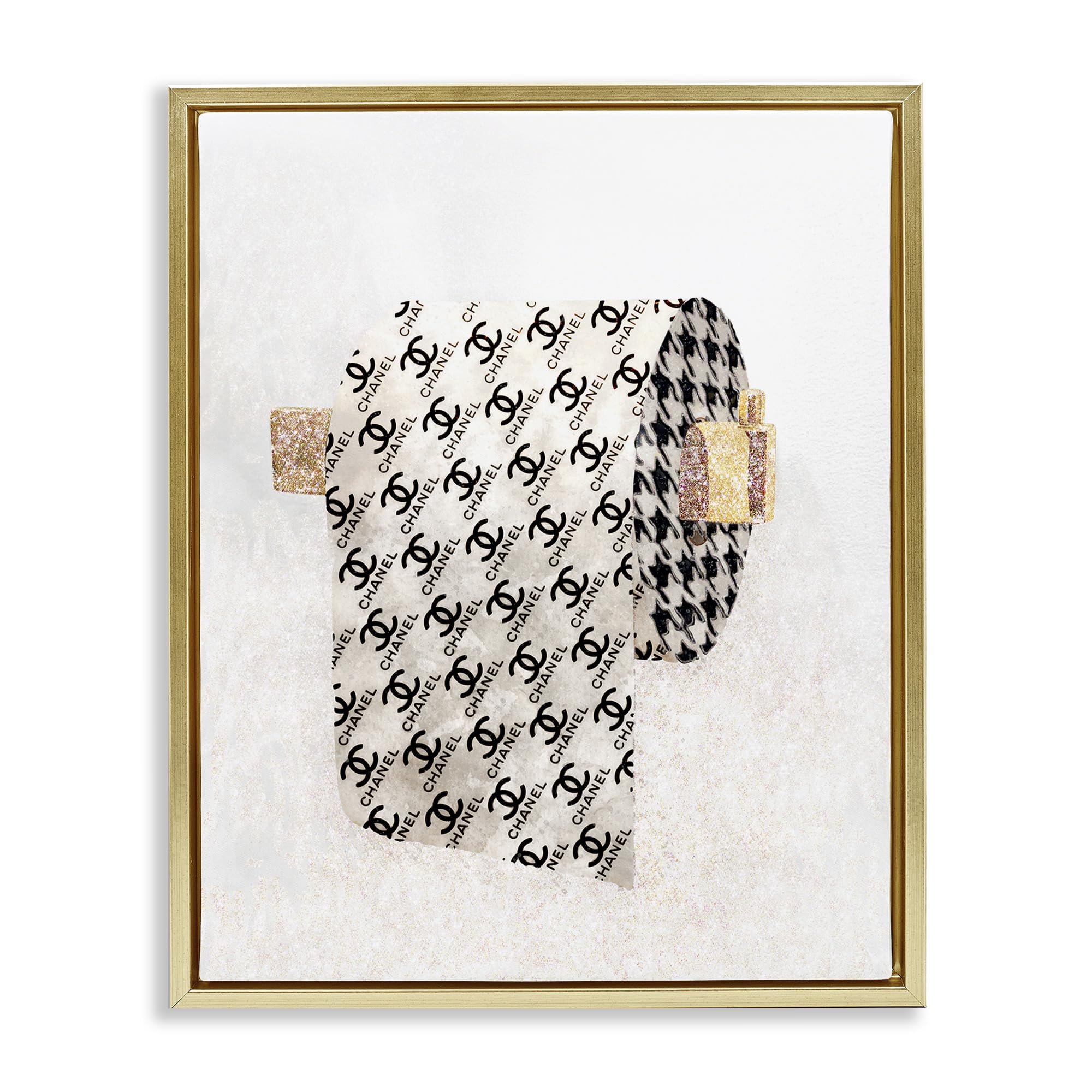Stupell Industries Fashion Glam Toilet Paper Designer Wall Art - Framed Floater Canvas Decor by Ziwei Li | Unique Bathroom & Powder Room Decor for Modern Homes