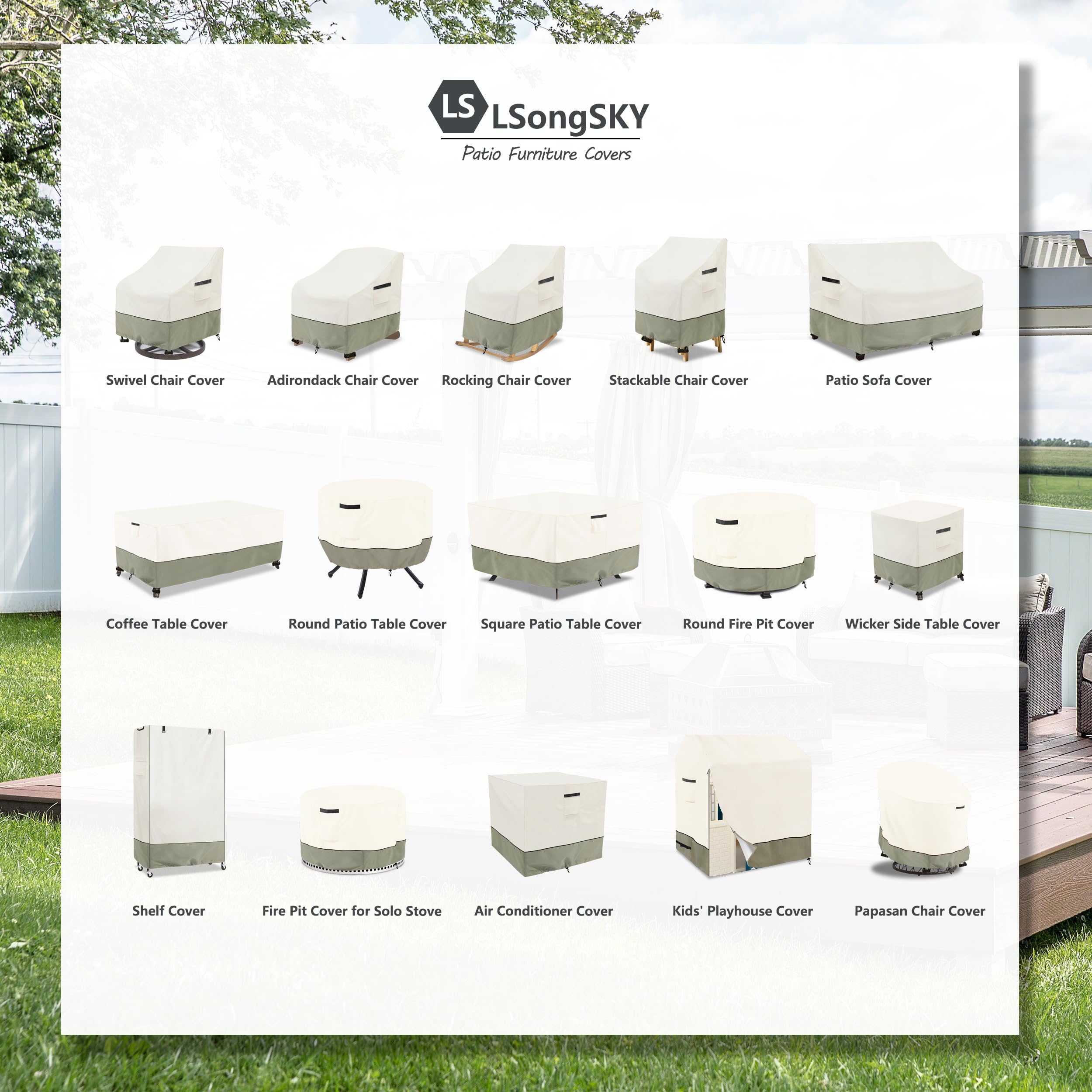 Waterproof Outdoor Rocking Chair Covers 2-Pack - 27.5