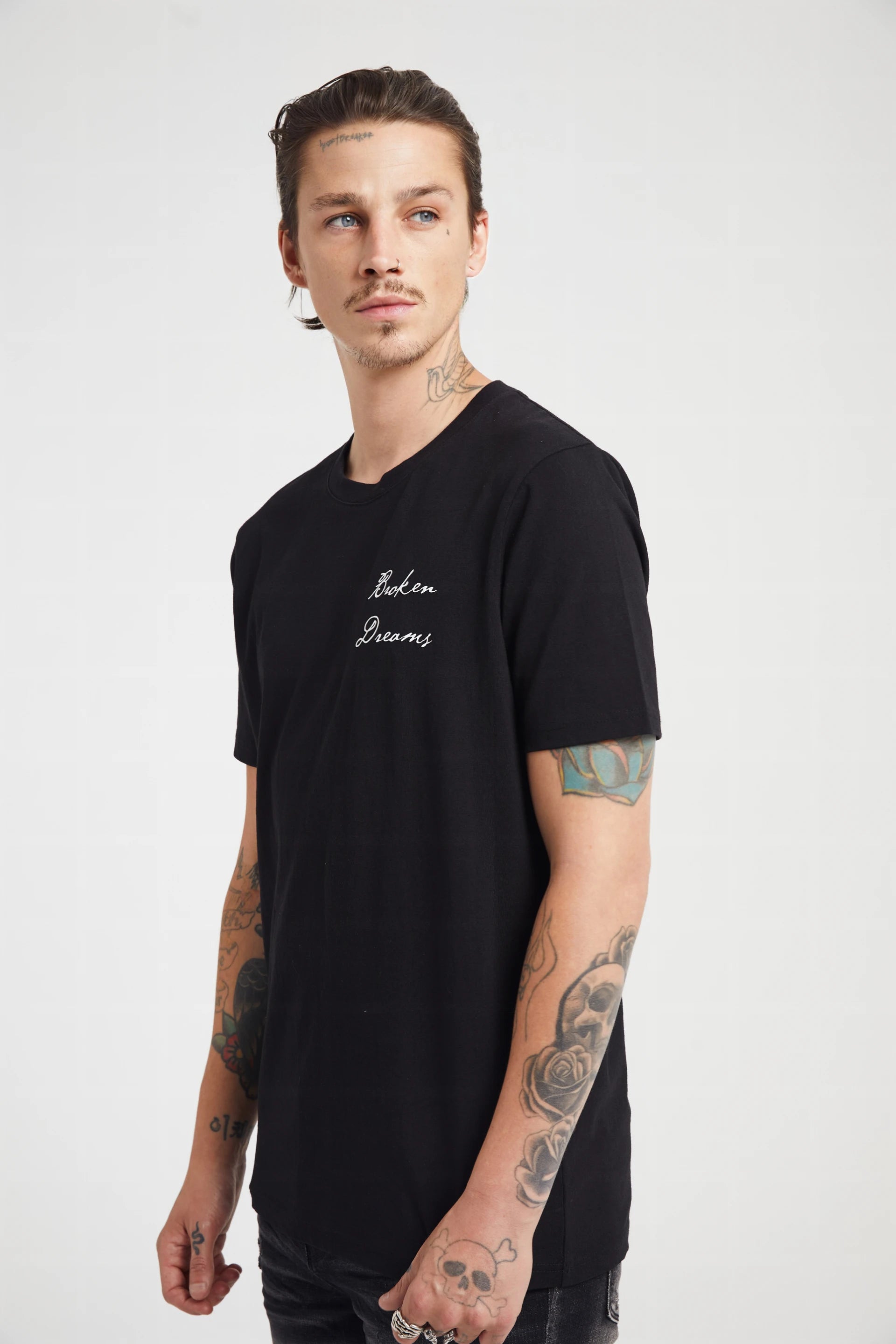 LIAM TEE | Black Collegiate Broken Dreams Graphic T-Shirt for Men - Casual Streetwear & College Fashion for Everyday Wear