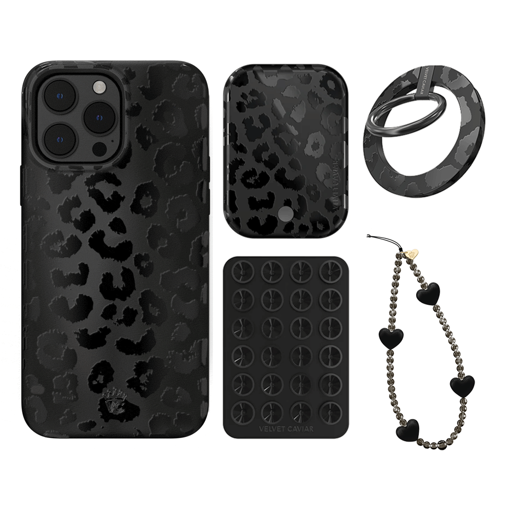 Black Leopard iPhone Case with Grip - Stylish & Secure Phone Cover for iPhone 13/14/15 Pro Max - Perfect for Work, Travel & Everyday Protection