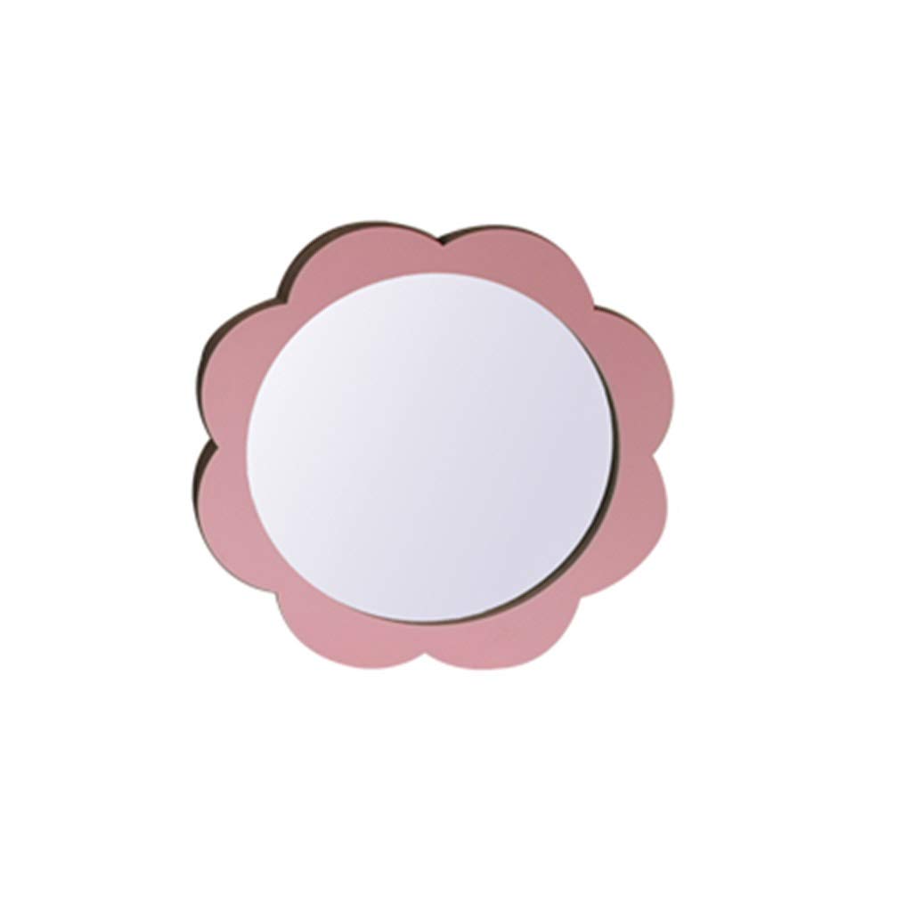 Round Wall-Mounted Mirror with Colorful Flower Design - 40x40cm Pink Bathroom Mirror for Kids, HD Anti-Fog Dressing Mirror for Brushing Teeth & Makeup | Perfect for Kids' Bathroom, Bedroom & Nursery Decor
