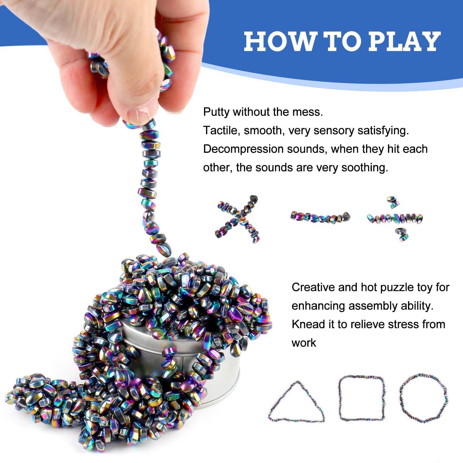 550pcs Ferrite Putty Stress Relief Fidget Toys for Adults - Office Desk Anxiety Relief Putty, Sensory Fidget Toy for ADHD & Autism, Perfect Gift for Stress Relief at Work, School or Home Use