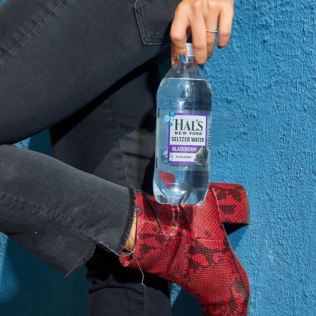 Hal's New York Seltzer Blackberry Sparkling Water - Zero Sugar, Zero Calorie, 20 Fl Oz (24 Pack) | Refreshing Carbonated Drink for Parties, Picnics & Healthy Hydration