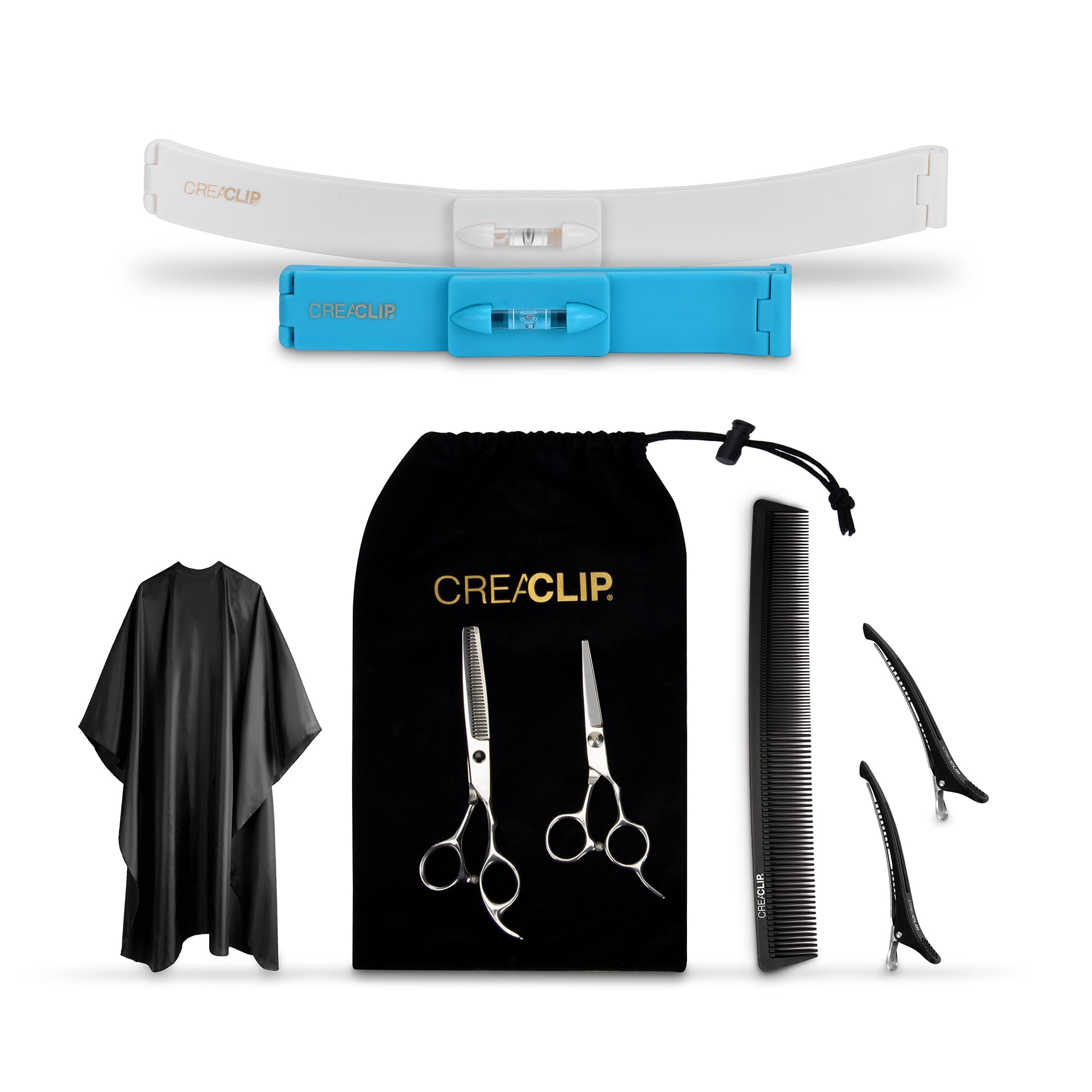 Professional Hair Cutting Kit - CreaClip Complete Package with Scissors, Thinning Shears & Comb | DIY Home Salon Tool for Women, Men & Kids (7-Piece Set) | Perfect for Home Haircuts, Styling & Trimming