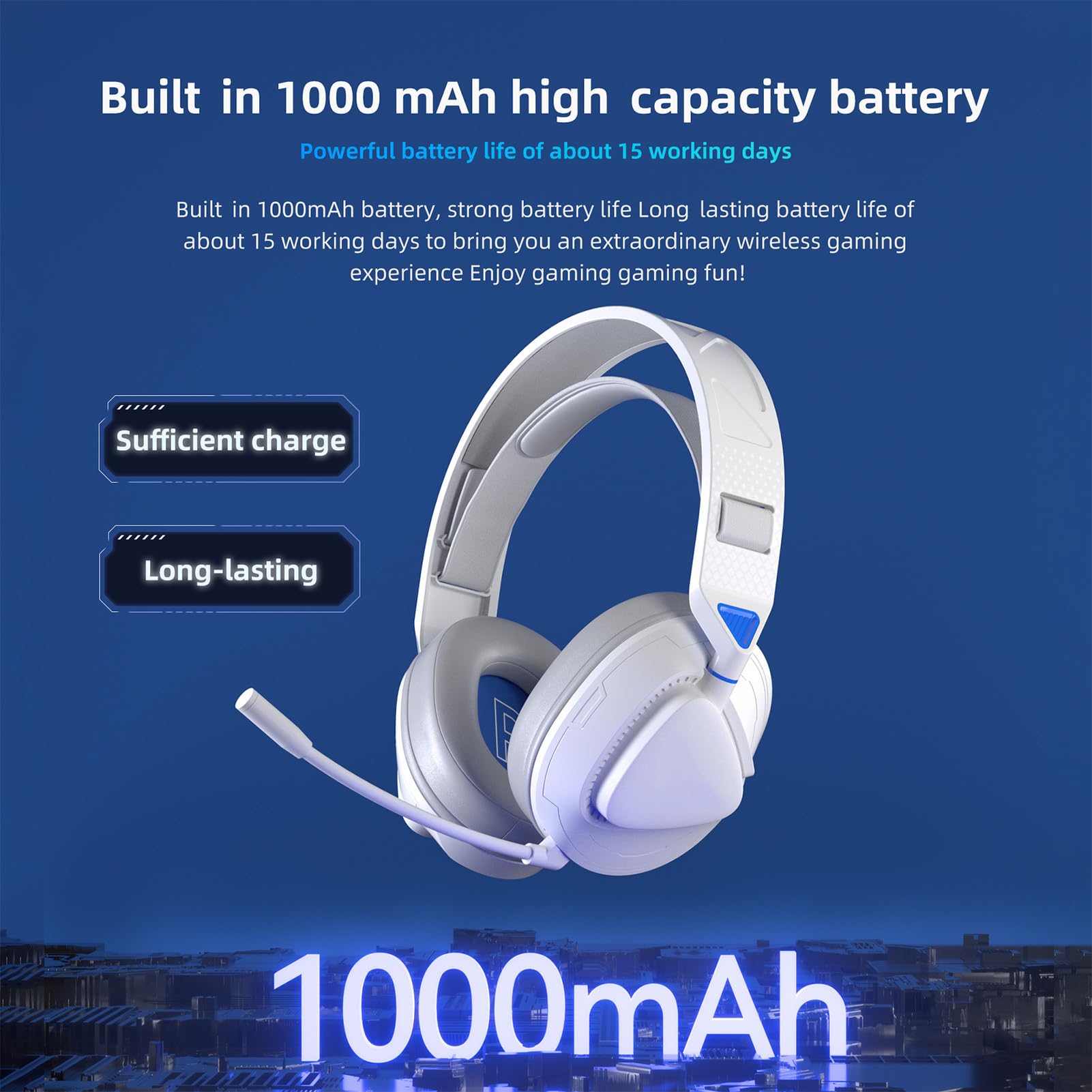 GOWENIC Wireless Bluetooth Gaming Headset with Noise Cancelling Mic - Foldable Over-Ear Headphones with Soft Memory Foam for PS5, PS4, Xbox One, PC & Laptop - Immersive Surround Sound for Gaming, Streaming & Online Meetings