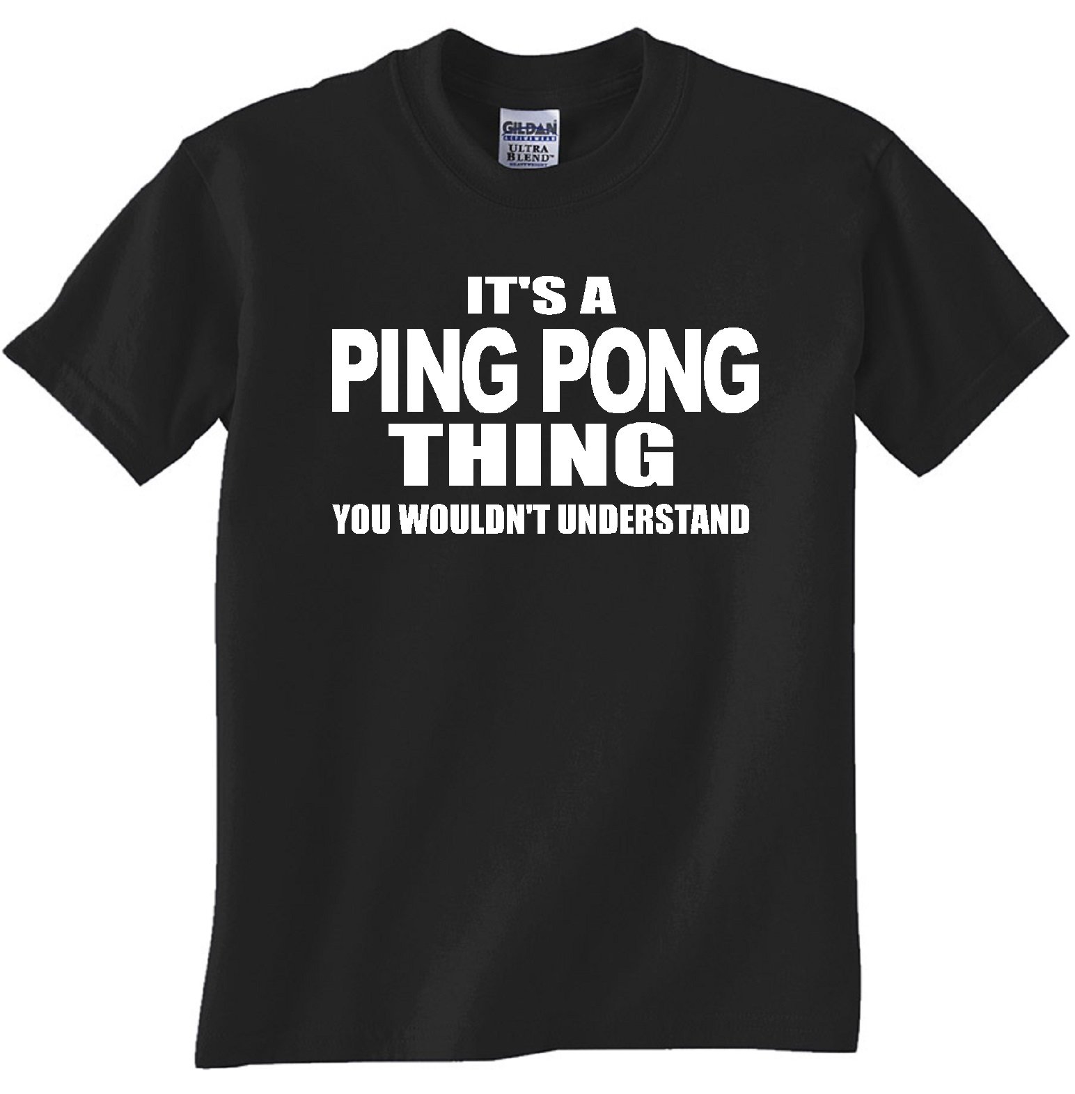 STUFF WITH ATTITUDE Ping Pong Black Graphic T-Shirt - Funny Table Tennis Lover Tee for Men & Women - Perfect for Casual Wear, Sports Events & Gifts