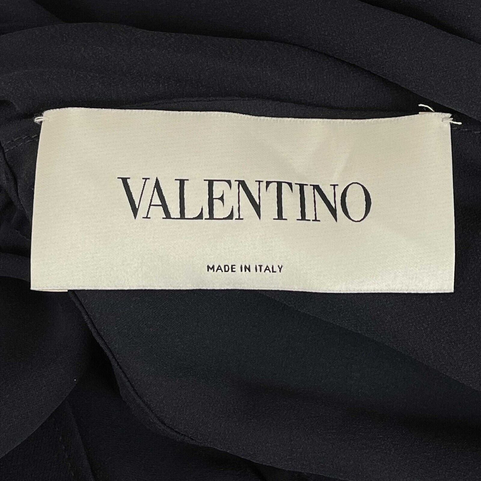 Valentino Black Shawl Wrap Dress in Dark Blue/Black - Size 2 | Elegant Evening Gown for Cocktail Parties, Date Nights & Formal Events