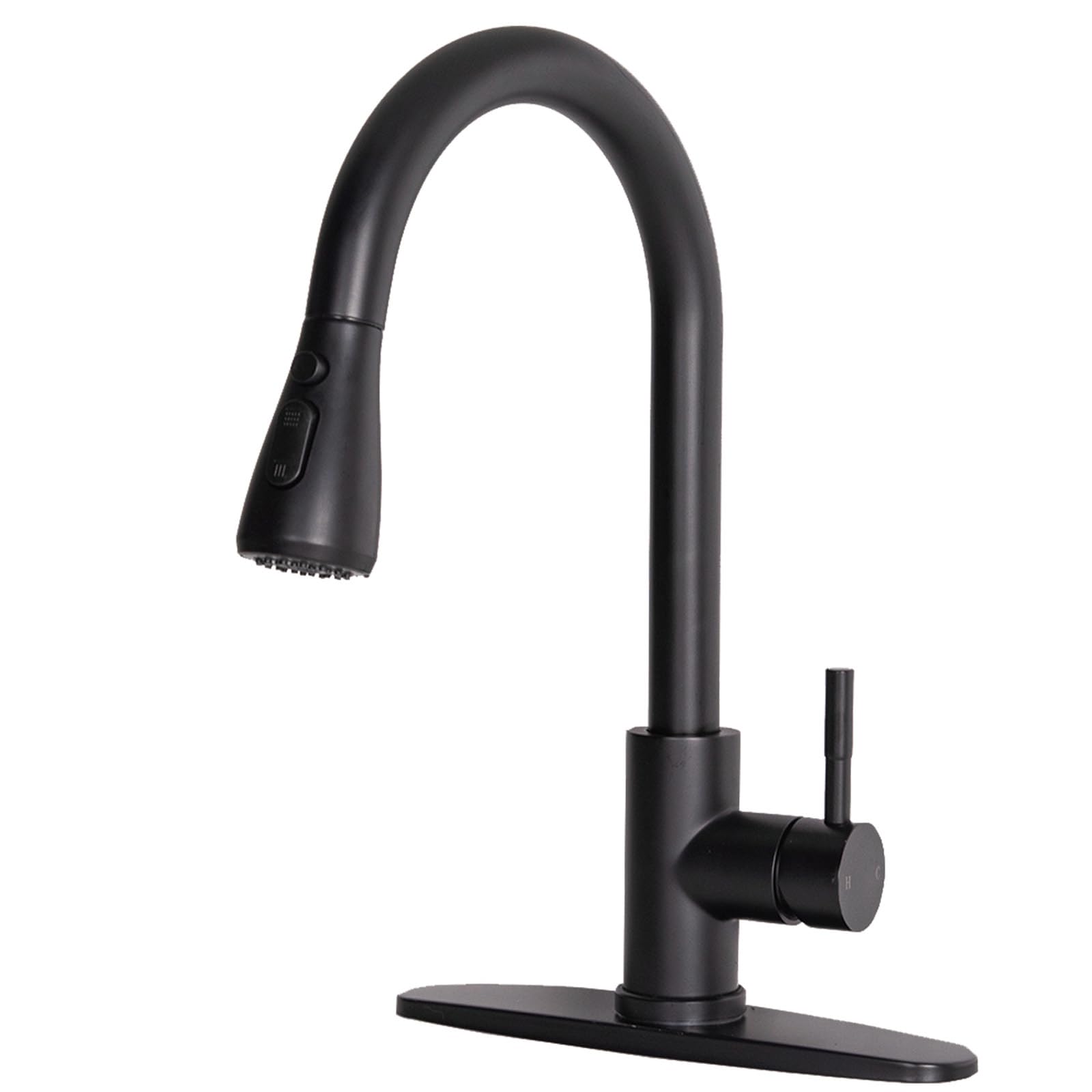 Matte Black Single Handle Pull Down Sprayer Kitchen Faucet, Stainless Steel Sink Faucet for Bar, Laundry, RV & Farmhouse, Ideal for Modern and Rustic Kitchens