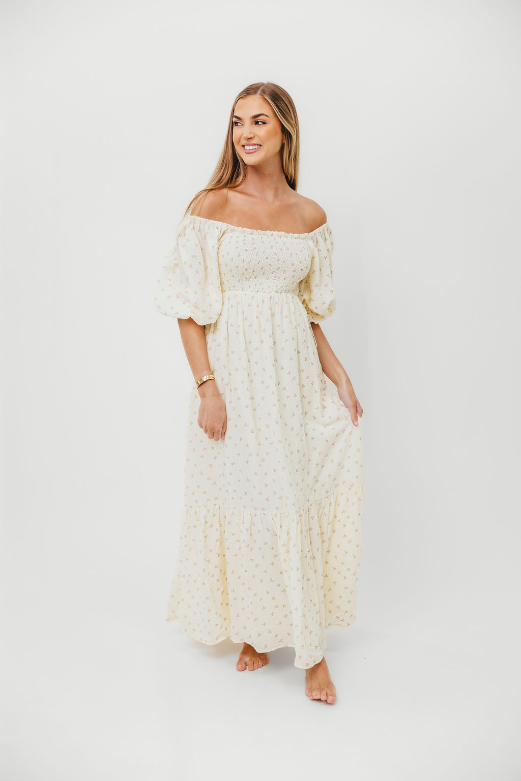 Livvy 100% Cotton Maxi Dress - Petite Pink Floral Print, Women's Summer Boho Dress for Beach, Vacation & Casual Wear