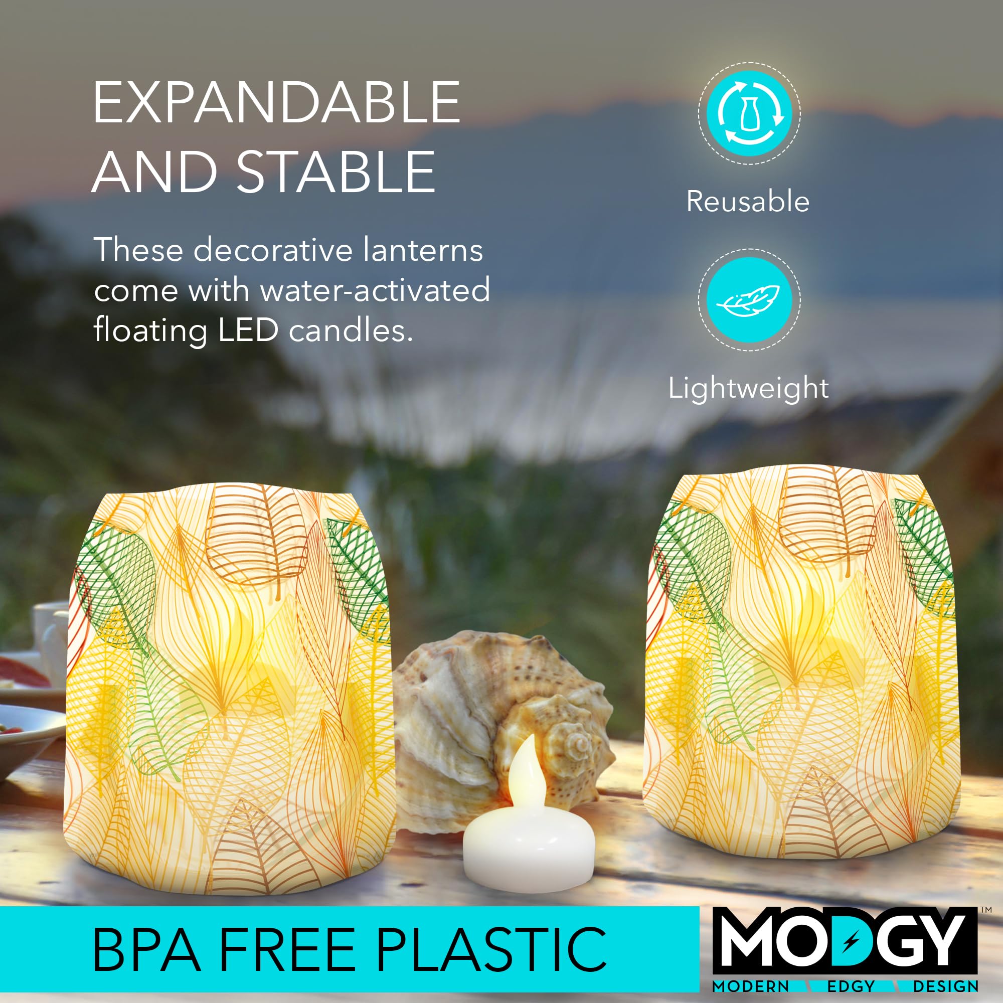 MODGY 4-Pack Floating LED Candles with Batteries - Waterproof Luminary Lanterns for Weddings, Parties, Patio Decor & Outdoor Celebrations - Perfect for Pool, Garden & Table Centerpieces