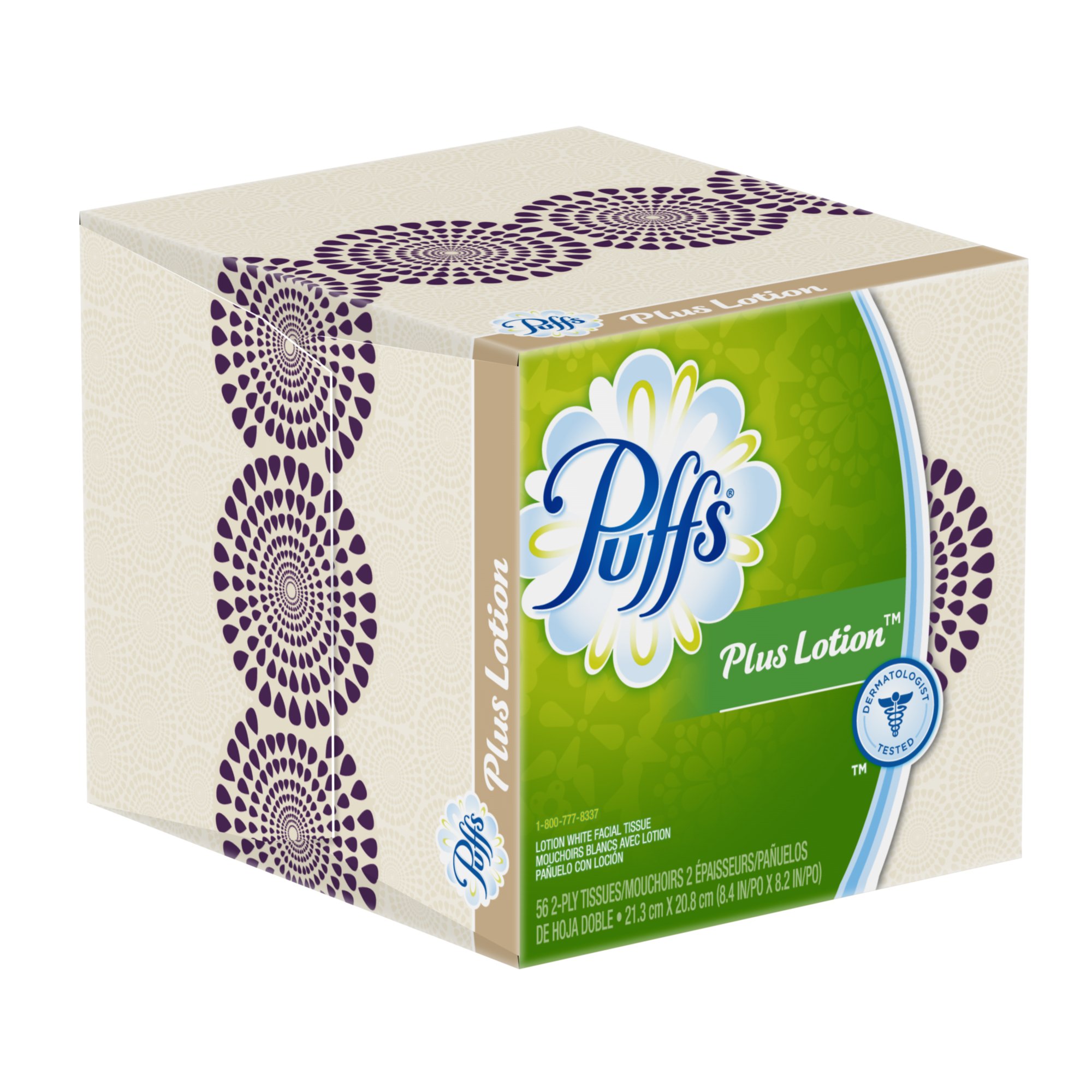 Puffs Plus Lotion Facial Tissues, 24 Cube Boxes (56 Tissues Per Box) - Ultra Soft & Hypoallergenic for Cold, Allergy & Daily Use - Home, Office & Travel Essentials
