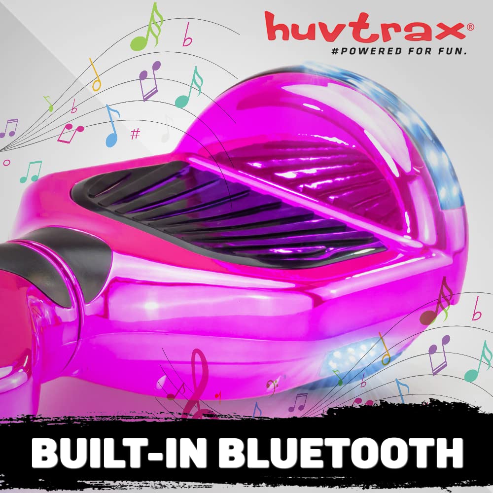 Pink Chrome Hoverboard - 2X Ride Time with Durable Aluminum Wheels, Bluetooth & LED Lights for Kids & Adults up to 220lbs | Perfect for Commuting, Fun Rides & Indoor/Outdoor Use
