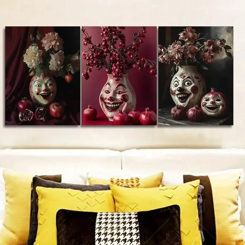 3-Piece Carved Face Metal Vase Wall Art - Ready to Hang Home Decor for Living Room, Bedroom & Office