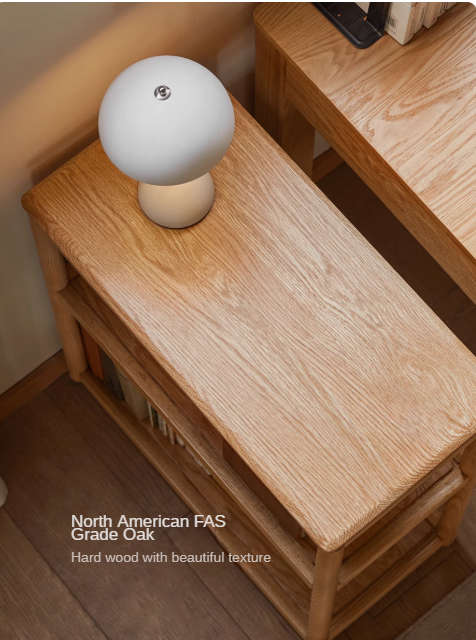 Solid Oak and Ash Wood Mobile Side Table - Portable End Table for Living Room, Bedroom, or Outdoor Use