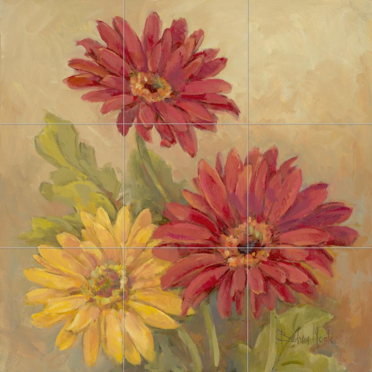 Ceramic Backsplash Tile Mural - Floral Flower Design for Kitchen & Bathroom (Gerber Daisies I by Barbara Mock) - Perfect for Home Renovation & DIY Decor Projects