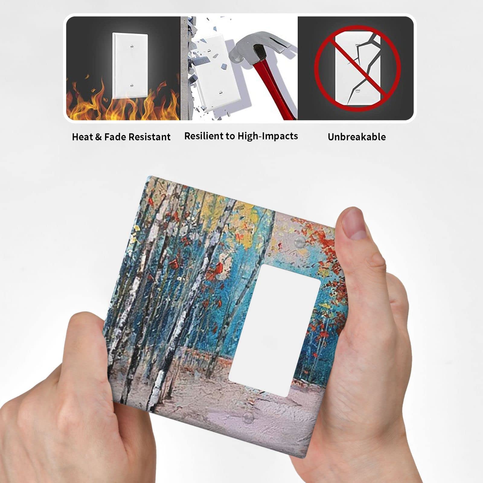 Birch Forest Design 2 Gang Light Switch Cover Plate - 1 Toggle & 1 Rocker Combination - 4.5