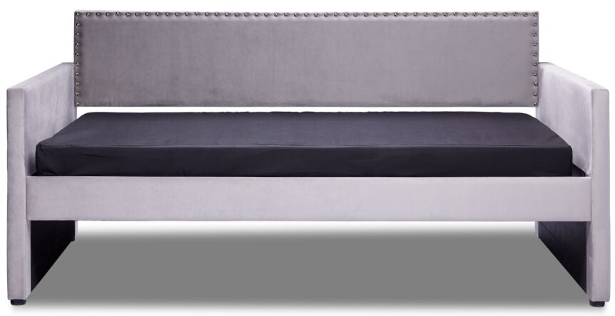 Modern Grey Carver Daybed - Convertible Sofa Bed for Small Spaces, Guest Room & Living Room | Comfortable & Stylish Sleeper Solution for Apartments, Dorms & Home Offices