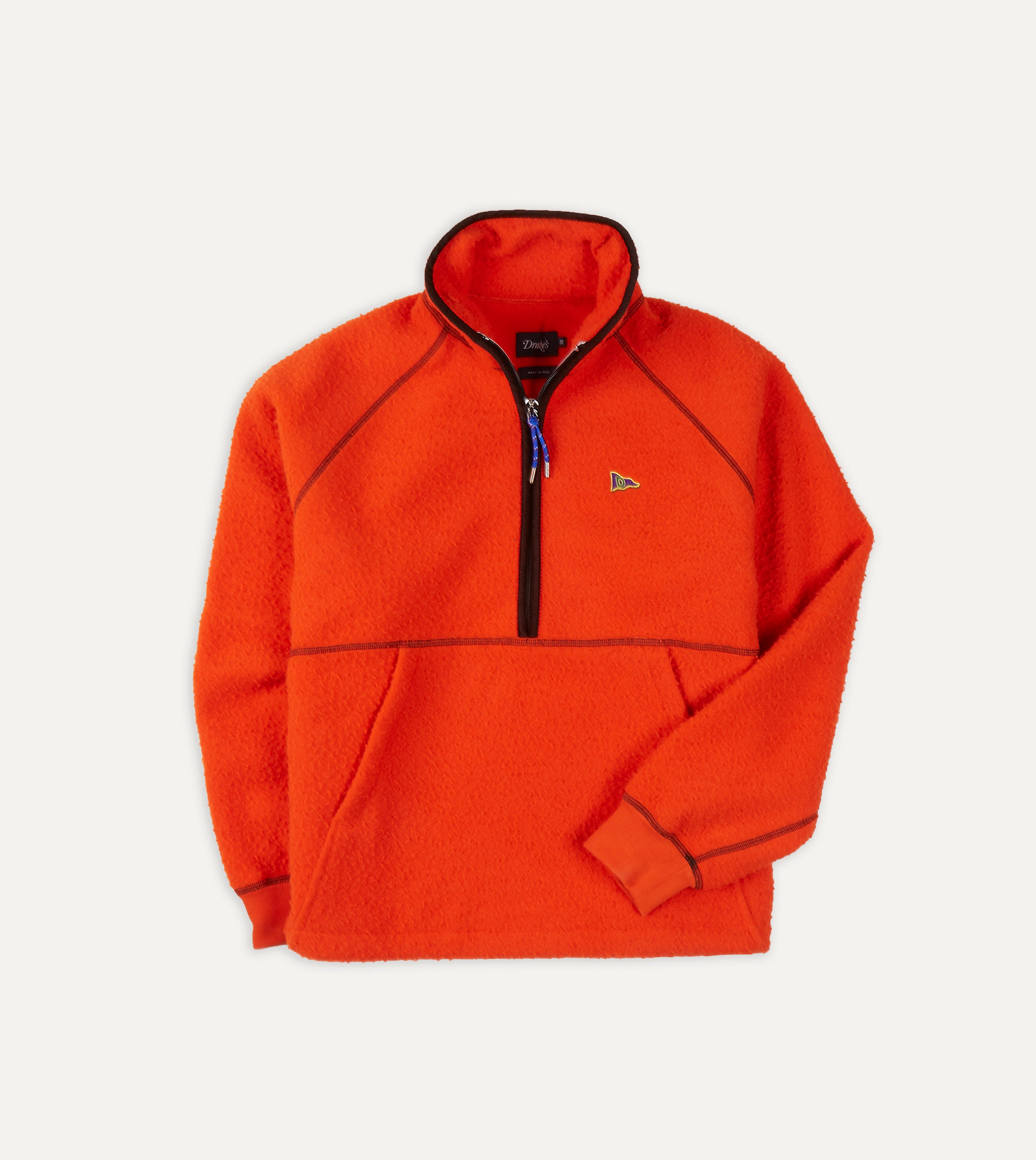 Orange Casentino Wool Half Zip Pullover Fleece Jacket - Warm Winter Layering for Men & Women | Perfect for Outdoor Activities & Casual Wear